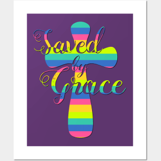 Colorful Saved by Grace Posters and Art